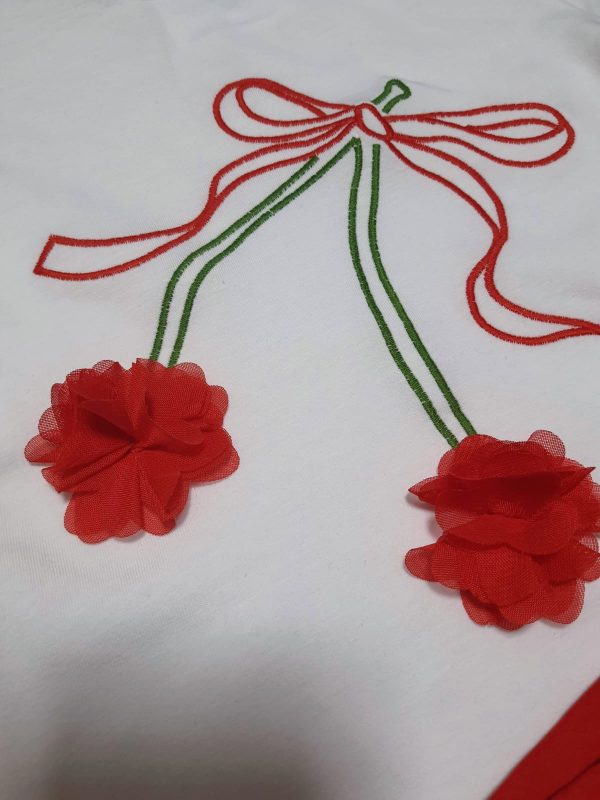 conjunto niña short rojo flores